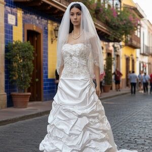 Elegant White Corset Wedding Dress